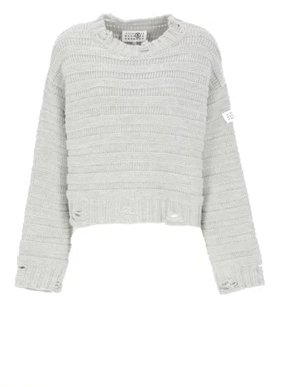 Mm6 Maison Margiela Logoed Sweater In Gray