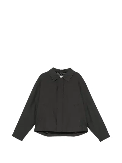 Mm6 Maison Margiela Logo-embroidered Concealed-fastening Jacket In Black
