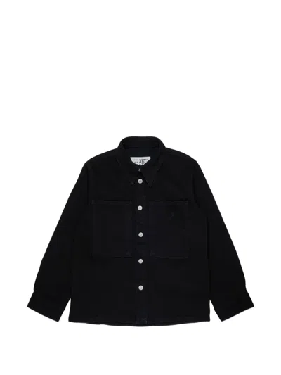 Mm6 Maison Margiela Kids' Logo-embroidered Denim Shirt In Black