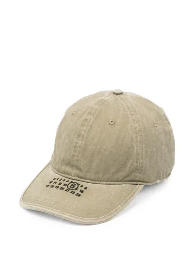Mm6 Maison Margiela Logo-embroidered Distressed Baseball Cap In Green