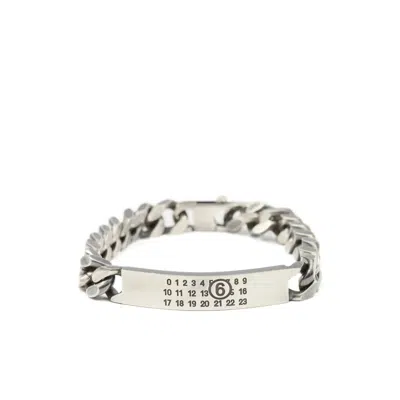 Mm6 Maison Margiela Logo-engraved Chain Bracelet In Neutral