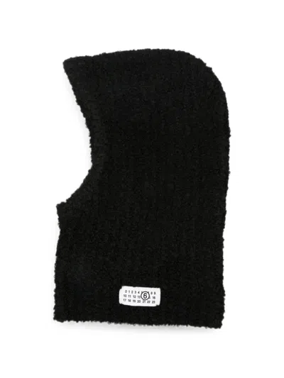 Mm6 Maison Margiela Logo-patch Bouclé Balaclava In Black