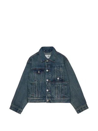 Mm6 Maison Margiela Kids' Logo-patch Denim Jacket In Blue
