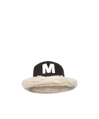 Mm6 Maison Margiela Logo-patch Faux-leather Hat In Black
