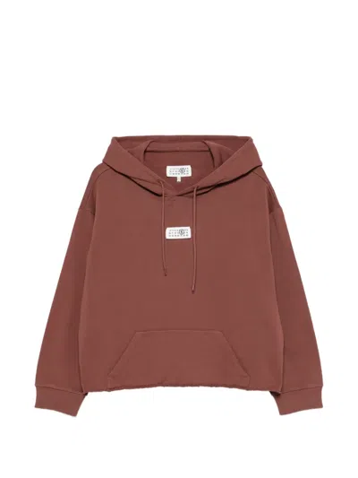 Mm6 Maison Margiela Logo-patch Hoodie In Brown