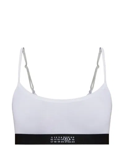 Mm6 Maison Margiela Logo-print Elasticated Bra In White