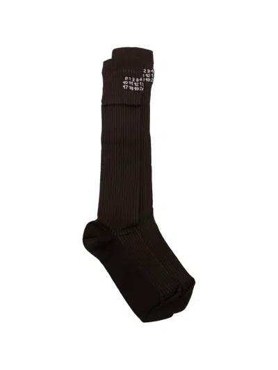 Mm6 Maison Margiela Logo-print Ribbed Socks In Black