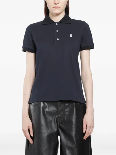 Mm6 Maison Margiela Logo-print Short-sleeve Polo Shirt In Blue