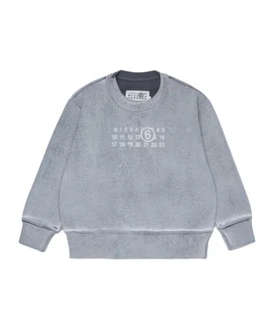 Mm6 Maison Margiela Logo-print Signature-stitch Sweatshirt In Gray