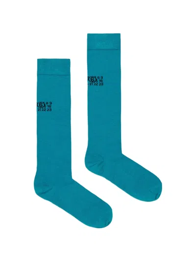 Mm6 Maison Margiela Kids' Logo-print Socks In Blue