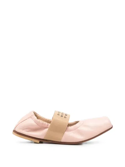 Mm6 Maison Margiela Kids' Logo-print Square-toe Ballet Flats In Multi