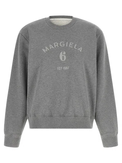 Mm6 Maison Margiela Logo-print Sweatshirt In Gray