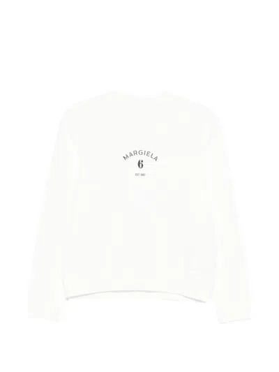 Mm6 Maison Margiela Signature Jersey Sweatshirt In White