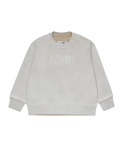 Mm6 Maison Margiela Logo-print Terry-effect Sweater In Gray