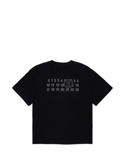 Mm6 Maison Margiela Kids' Logo-print T-shirt In Black