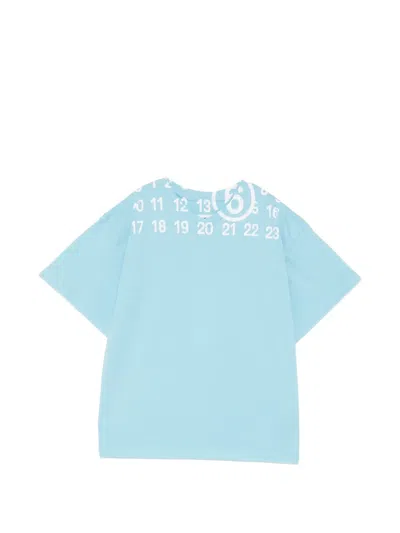 Mm6 Maison Margiela Kids' Logo-print T-shirt In Blue