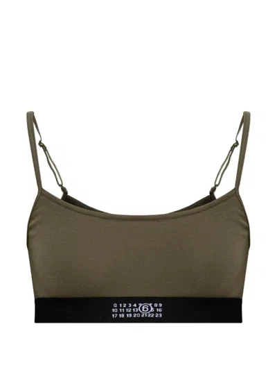 Mm6 Maison Margiela Logo-tape Bra In Green