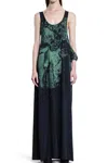Mm6 Maison Margiela Black & Green Basic Jersey Maxi Dress In Black