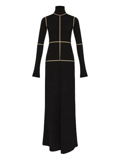 Mm6 Maison Margiela Contrast Seam Long Sleeve Turtleneck Dress In Black