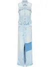 Mm6 Maison Margiela Maxi Dresses Patchwork Detail In Blue