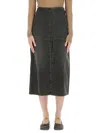 Mm6 Maison Margiela Long Denim Skirt In Black