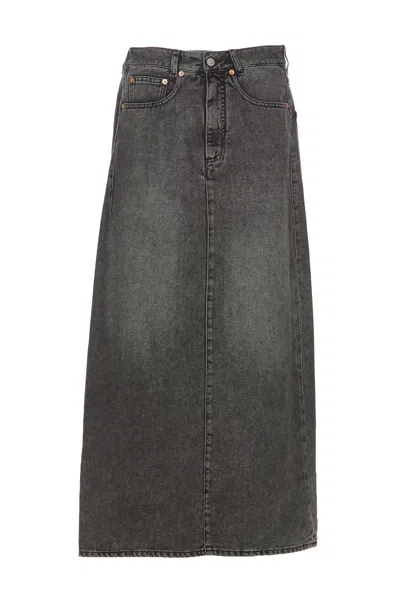 Mm6 Maison Margiela Long Denim Skirt In Black