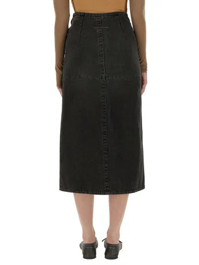Mm6 Maison Margiela Long Denim Skirt In Grey