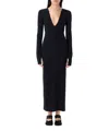 Mm6 Maison Margiela Mm6 By Maison Margiela Long Sleeve Fitted Maxi Dress With Deep V-neckline In Black