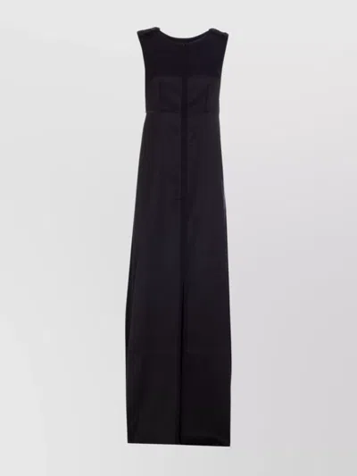 Mm6 Maison Margiela Long Dress With Shoulder Epaulettes And Splits In Black