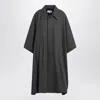 Mm6 Maison Margiela Grey Coat With Wool Trim In Black