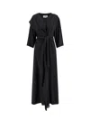 Mm6 Maison Margiela Long Jersey Dress With Satin Inserts In Black