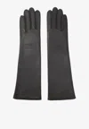 Mm6 Maison Margiela Grey Ovine Leather Gloves In Black