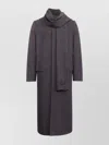 Mm6 Maison Margiela Long Length Coat With Back Vent And Scarf Detail In Gray