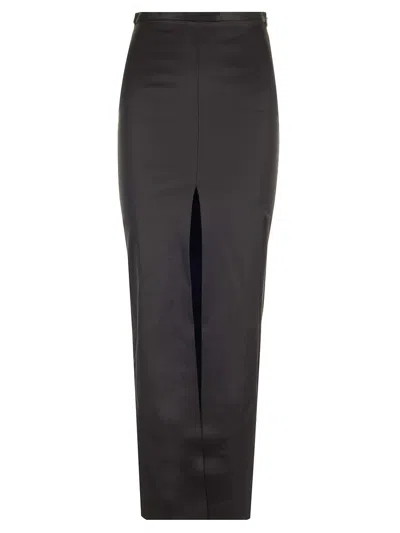 Mm6 Maison Margiela Black Slit Maxi Skirt
