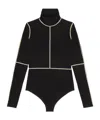 Mm6 Maison Margiela High-neck Panelled Bodysuit In Black