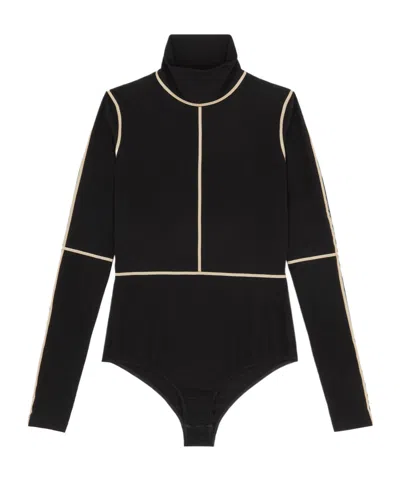Mm6 Maison Margiela High-neck Panelled Bodysuit In Black