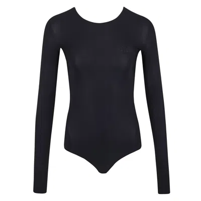 Mm6 Maison Margiela Long-sleeve Bodysuit In Black