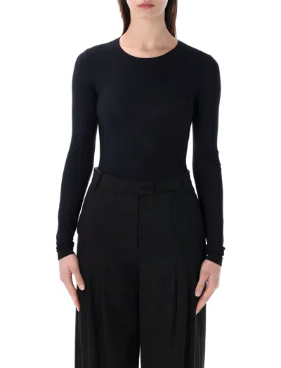 Mm6 Maison Margiela Long Sleeve Bodysuit In Black