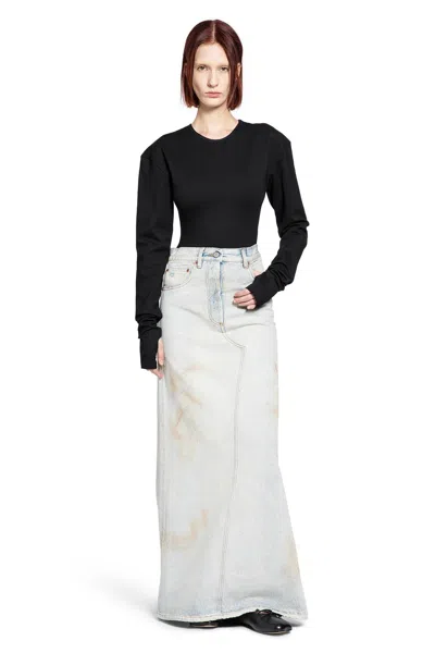 Mm6 Maison Margiela Long Sleeve Bodysuit With Hand Gaiters In Black