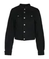 Mm6 Maison Margiela Black Collarless Denim Jacket