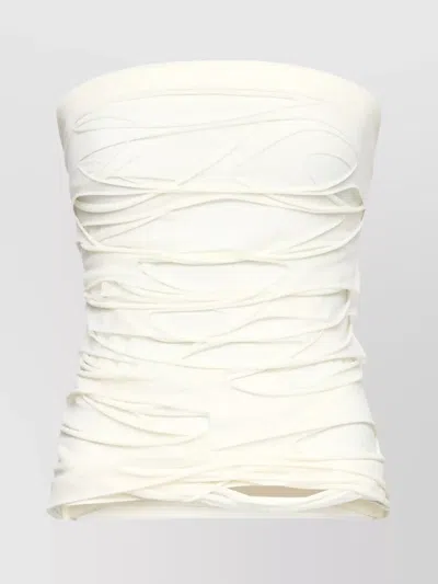 Mm6 Maison Margiela Long Sleeve Layered Draped Cut-out Top In White