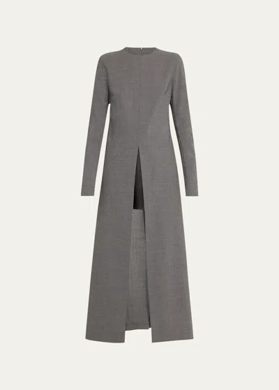 Mm6 Maison Margiela Long-sleeve Maxi Dress In Grey Melange