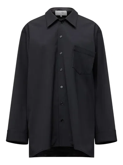 Mm6 Maison Margiela Long-sleeve Shirt Dress In Black