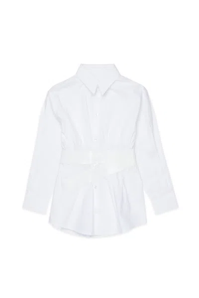 Mm6 Maison Margiela Long-sleeve Shirt With Belt In White