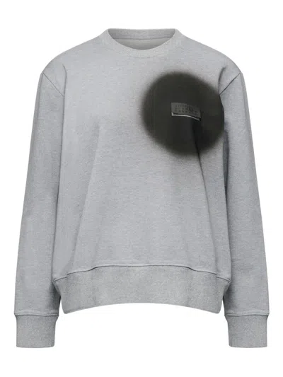 Mm6 Maison Margiela Spray Print Long-sleeve Crew Neck Sweatshirt In Gray