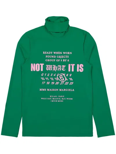 Mm6 Maison Margiela Long Sleeve Top In Green