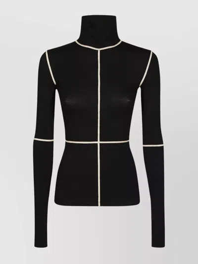 Mm6 Maison Margiela Mm6 By Maison Margiela Long-sleeved Fitted Top With Geometric Seams In Black