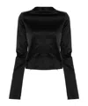 Mm6 Maison Margiela Logo Top With Long Sleeves And Frayed Hem In Black