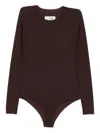 Mm6 Maison Margiela Long-sleeved Bodysuit In Brown