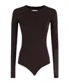 Mm6 Maison Margiela Long-sleeved Bodysuit In Brown